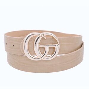 ‼️🪩 FAUX CROC LIGHT TAN DESIGNER INSPIRED BELT 🪩‼️